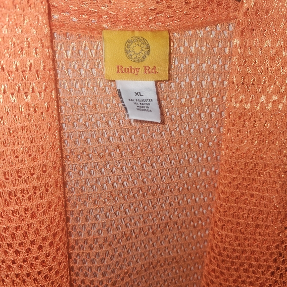 Ruby Rd. Orange Open-Knit Sweater - Picture 2 of 4